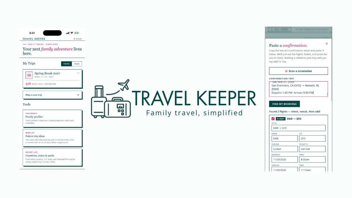 Travel Keeper App screenshots and logo